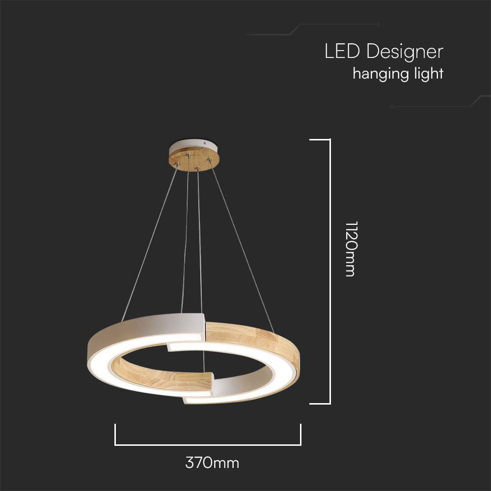 Lampa wisząca LED (43*100) / Barwa: 4000K / Obudowa: Biała drewniana