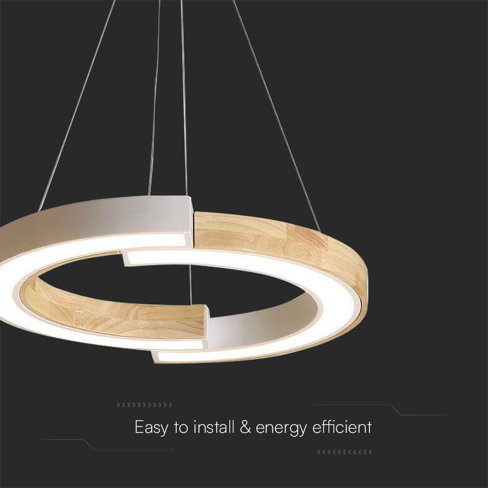 Lampa wisząca LED (43*100) / Barwa: 3000K / Obudowa: Biała drewniana