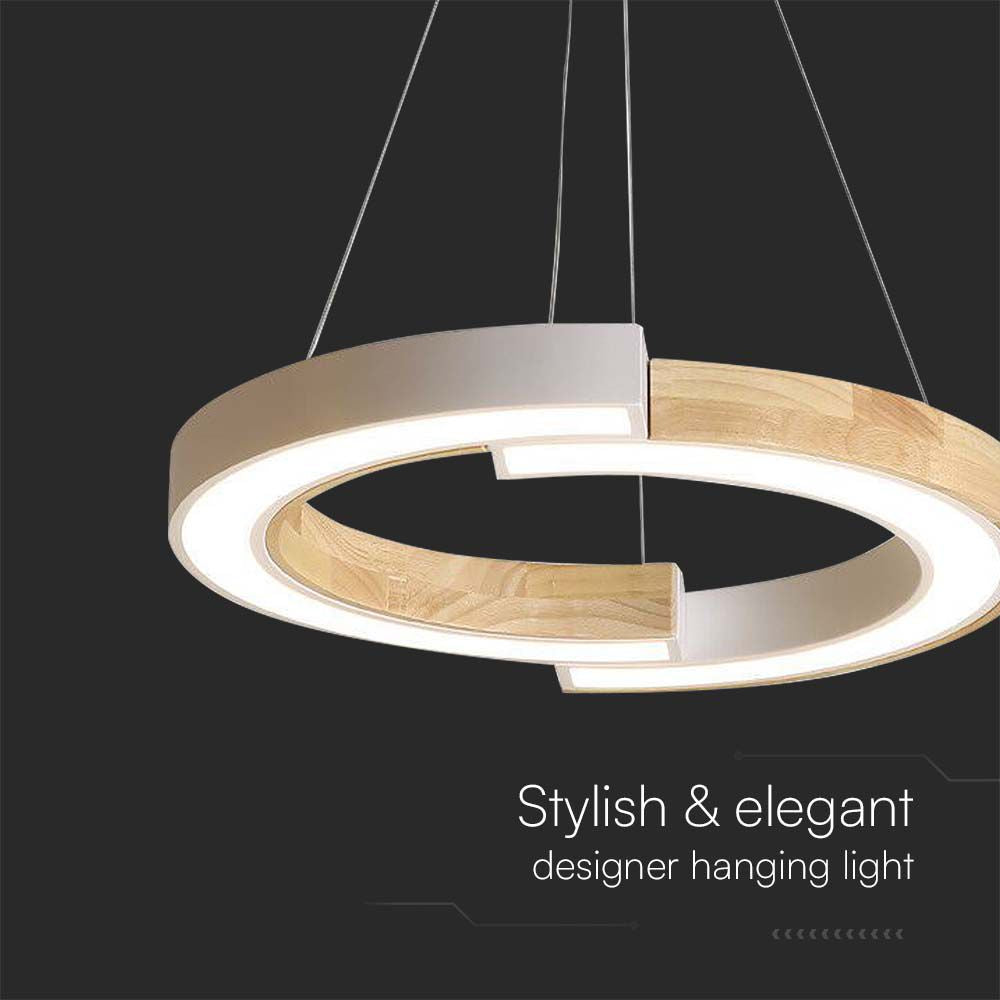 Lampa wisząca LED (43*100) / Barwa: 3000K / Obudowa: Biała drewniana