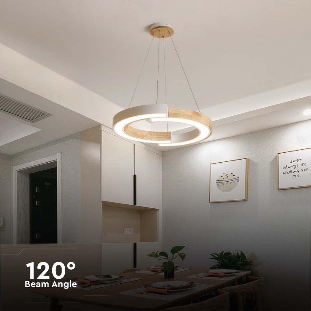 Lampa wisząca LED (43*100) / Barwa: 4000K / Obudowa: Biała drewniana