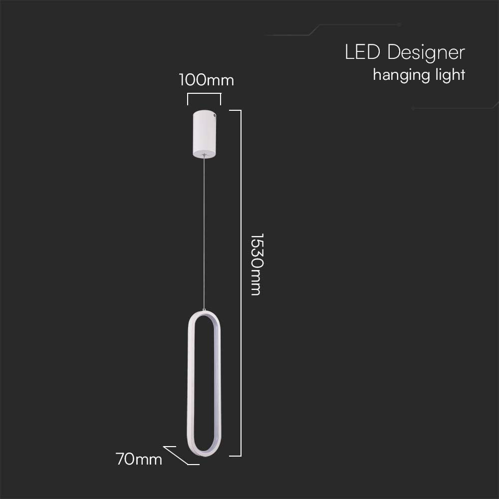 Lampa wisząca LED (40CM) / Barwa: 3000K / Obudowa: Biała