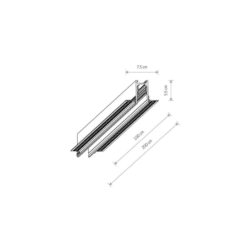 Nowodvorski System szynowy LVM RECESSED TRACK 2M 1-obwodowy niskonapięciowy 48V LVM Szyna - Aluminium - Czarny 10157