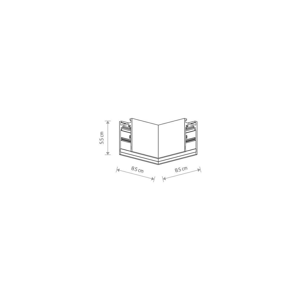Nowodvorski System szynowy LVM HORIZONTAL CORNER 1-obwodowy niskonapięciowy 48V LVM - Aluminium - Czarny 10164