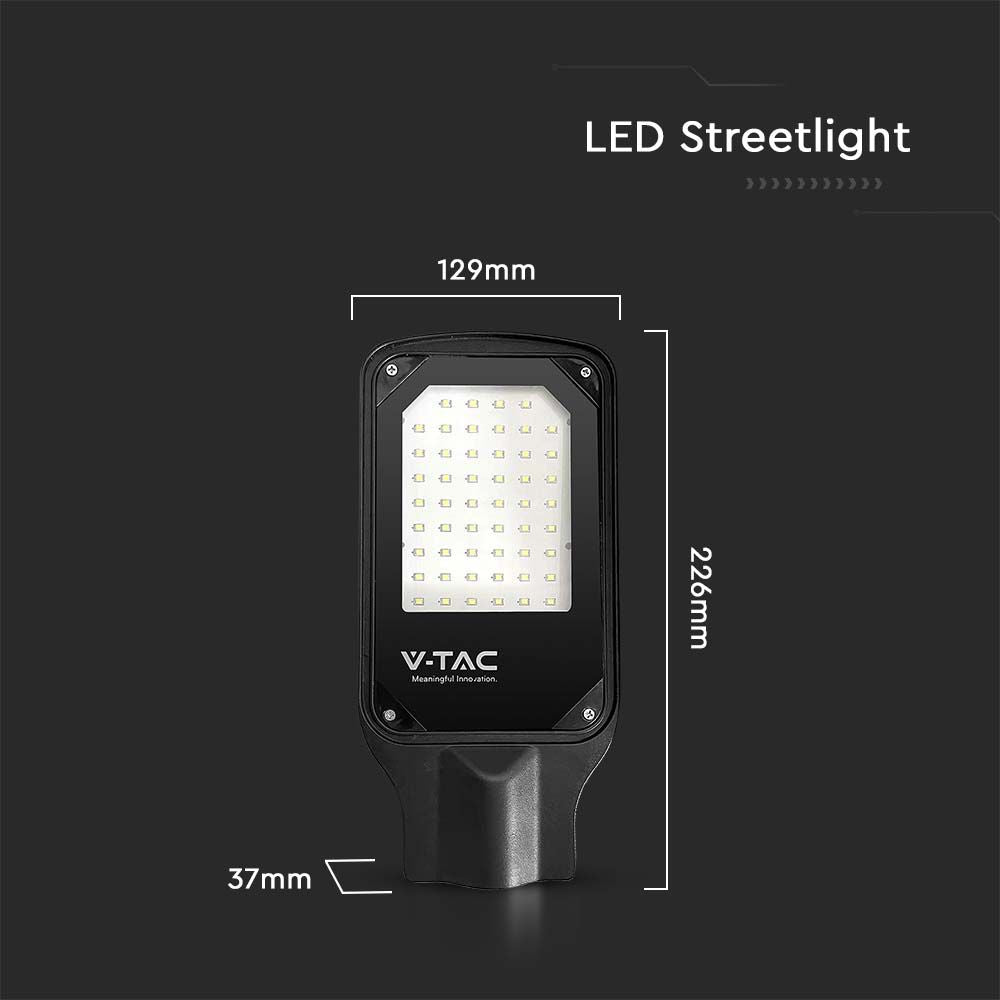 30W Lampa Uliczna LED / Barwa: 6500K / Obudowa: Czarna