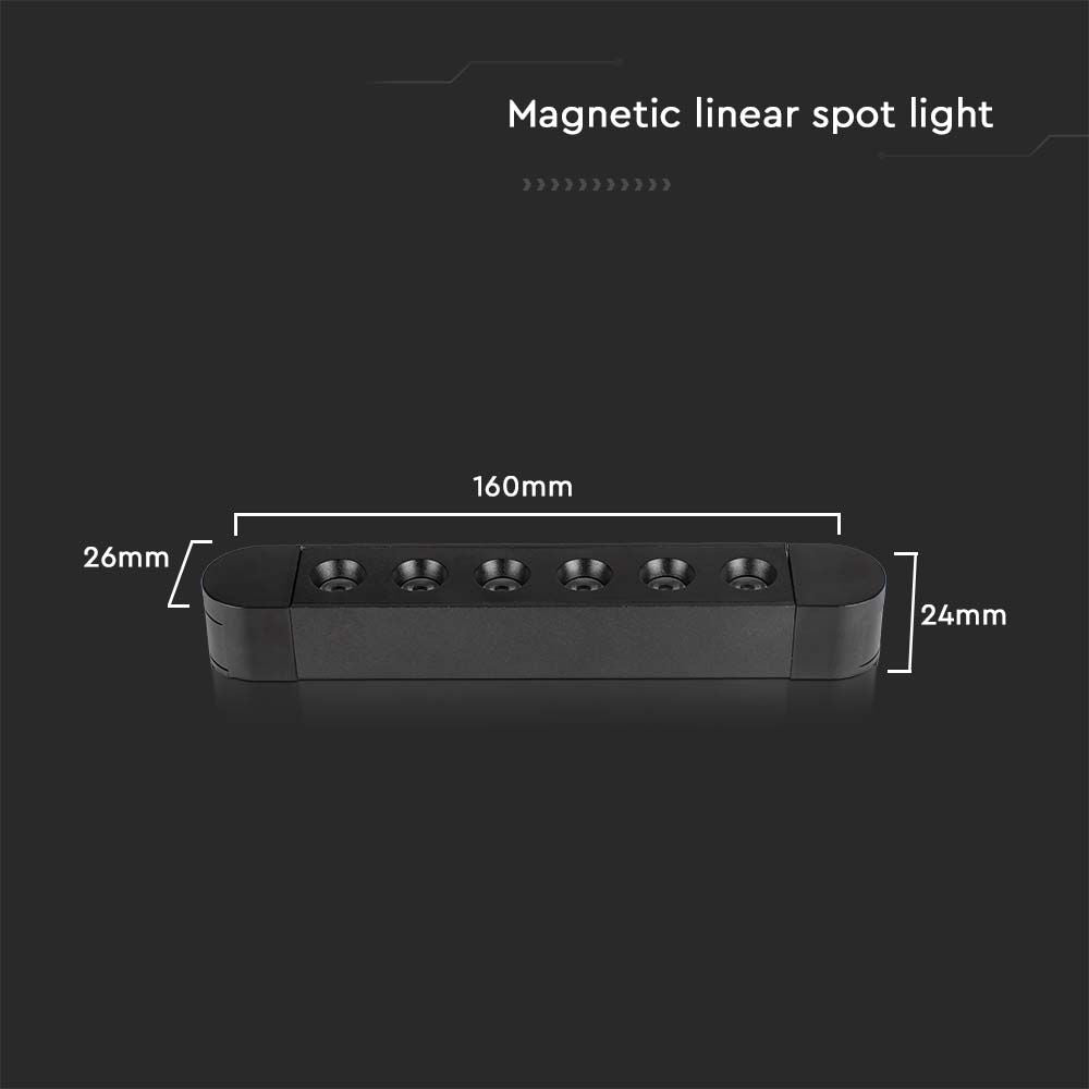 5W LED Lampa na Szynoprzewód SLIM MAGNETIC / Barwa: 6400K / Obudowa: Czarna