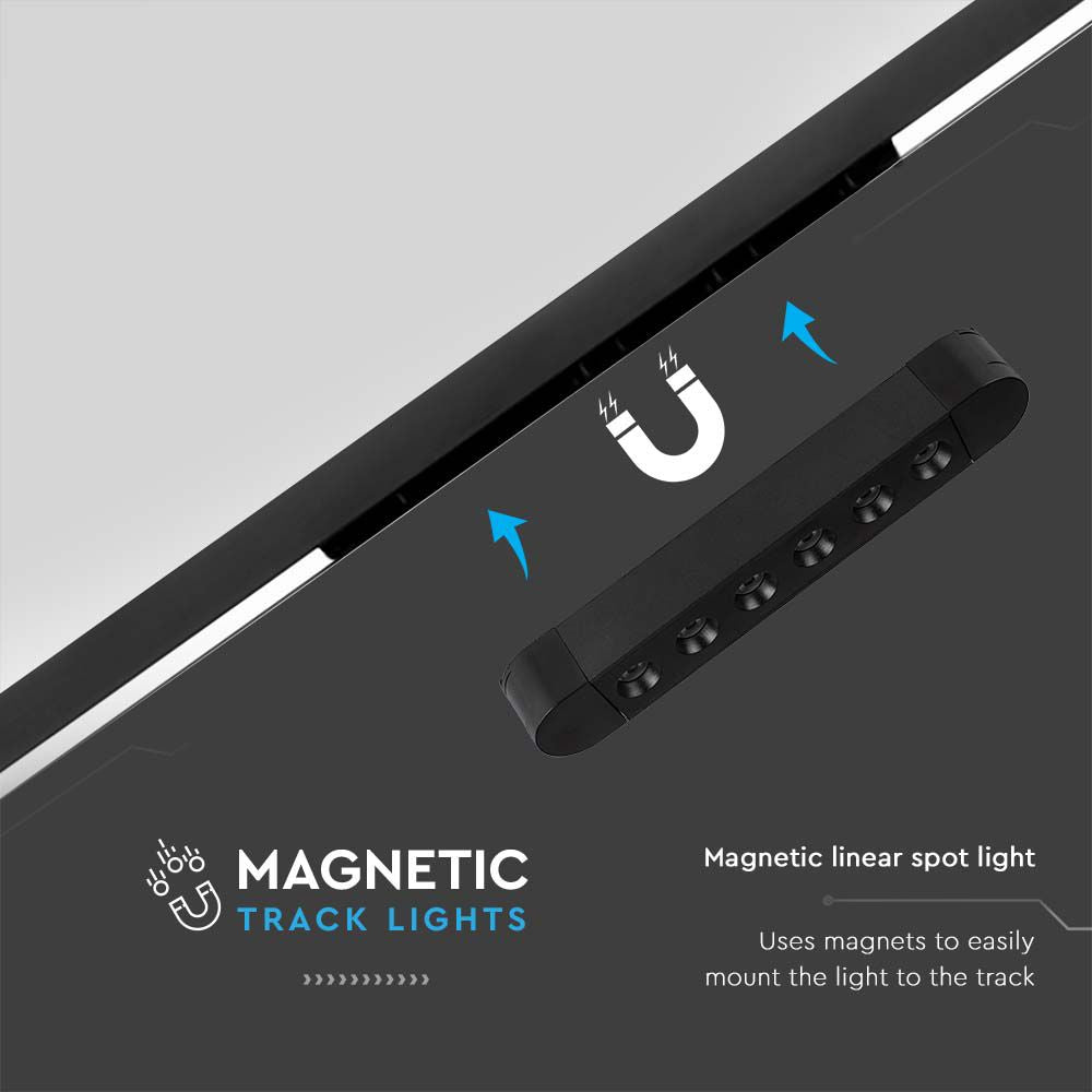 5W LED Lampa na Szynoprzewód SLIM MAGNETIC / Barwa: 6400K / Obudowa: Czarna