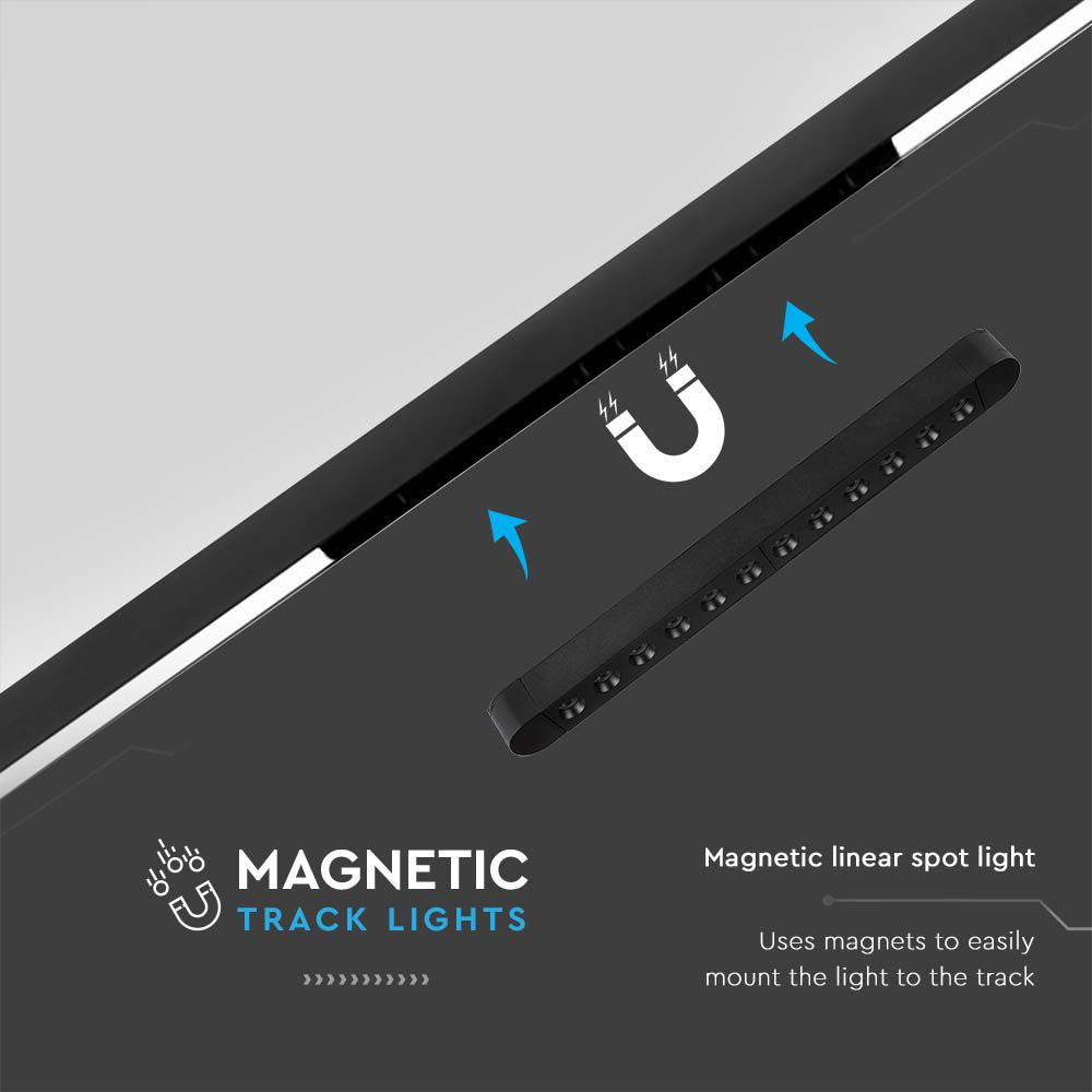 12W Lampa na Szynoprzewód SLIM MAGNETIC / Barwa: 6400K / Obudowa: Czarna