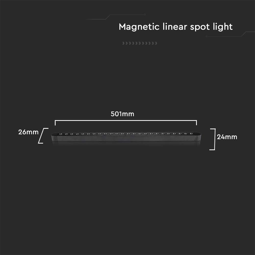 22W Lampa na Szynoprzewód SLIM MAGNETIC / Barwa: 3000K / Obudowa: Czarna