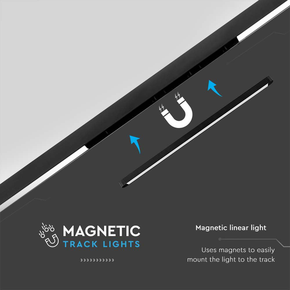 22W Lampa na Szynoprzewód SLIM MAGNETIC / Barwa: 6400K / Obudowa: Czarna