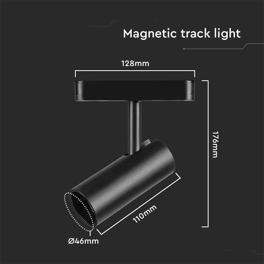 11W Lampa na Szynoprzewód SLIM MAGNETIC / Barwa: 6400K / Obudowa: Czarna