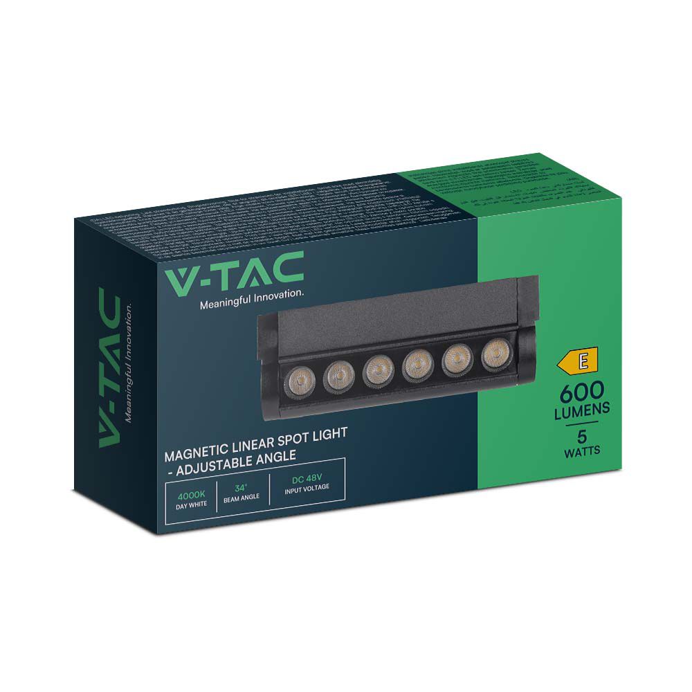 5W Lampa LED na szynoprzewód MAGNETIC regulowana / Barwa: 6400K / Obudowa: Czarna