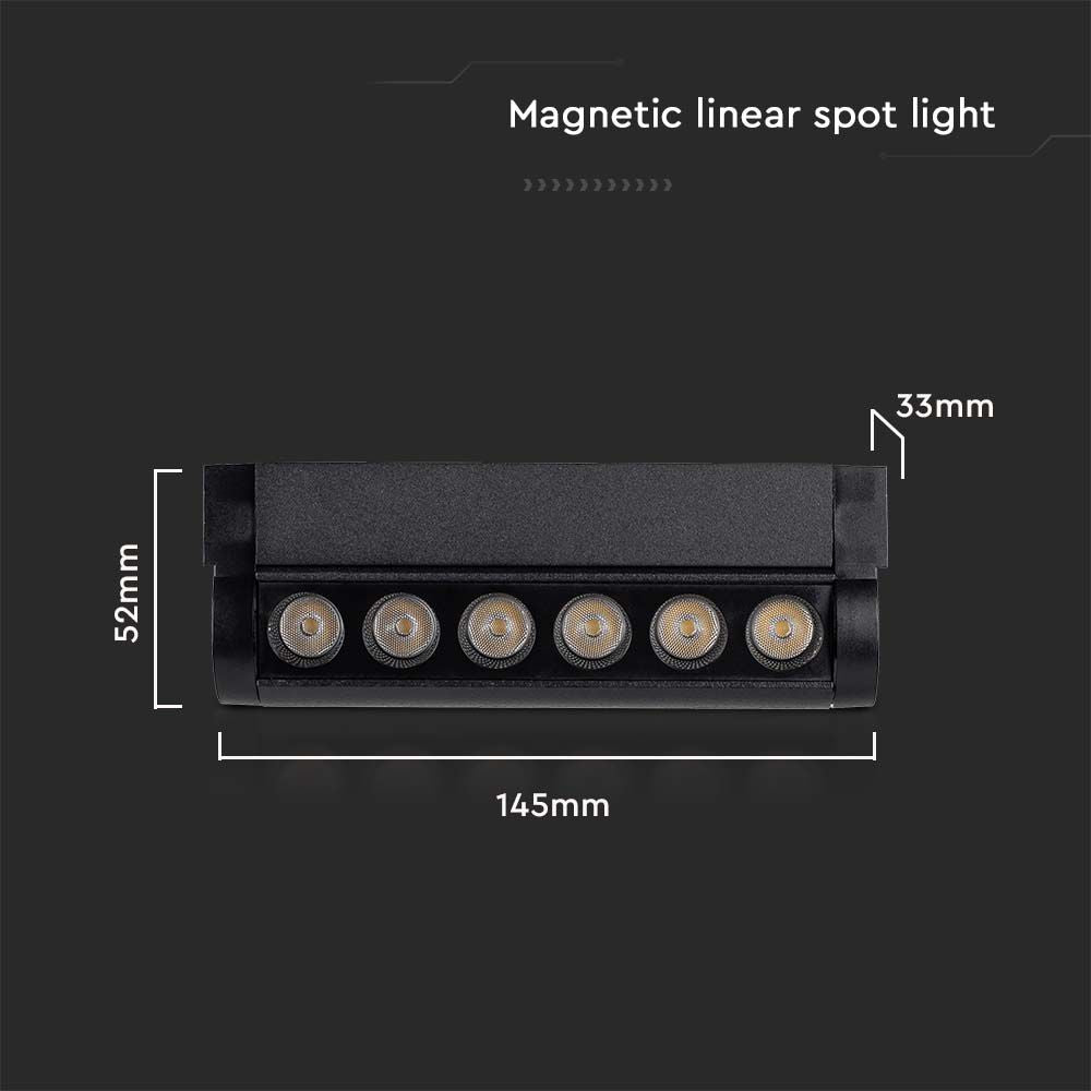 5W Lampa LED na szynoprzewód MAGNETIC regulowana / Barwa: 6400K / Obudowa: Czarna