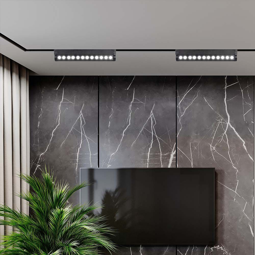 12W Lampa LED na szynoprzewód MAGNETIC regulowana / Barwa: 6400K / Obudowa: Czarna
