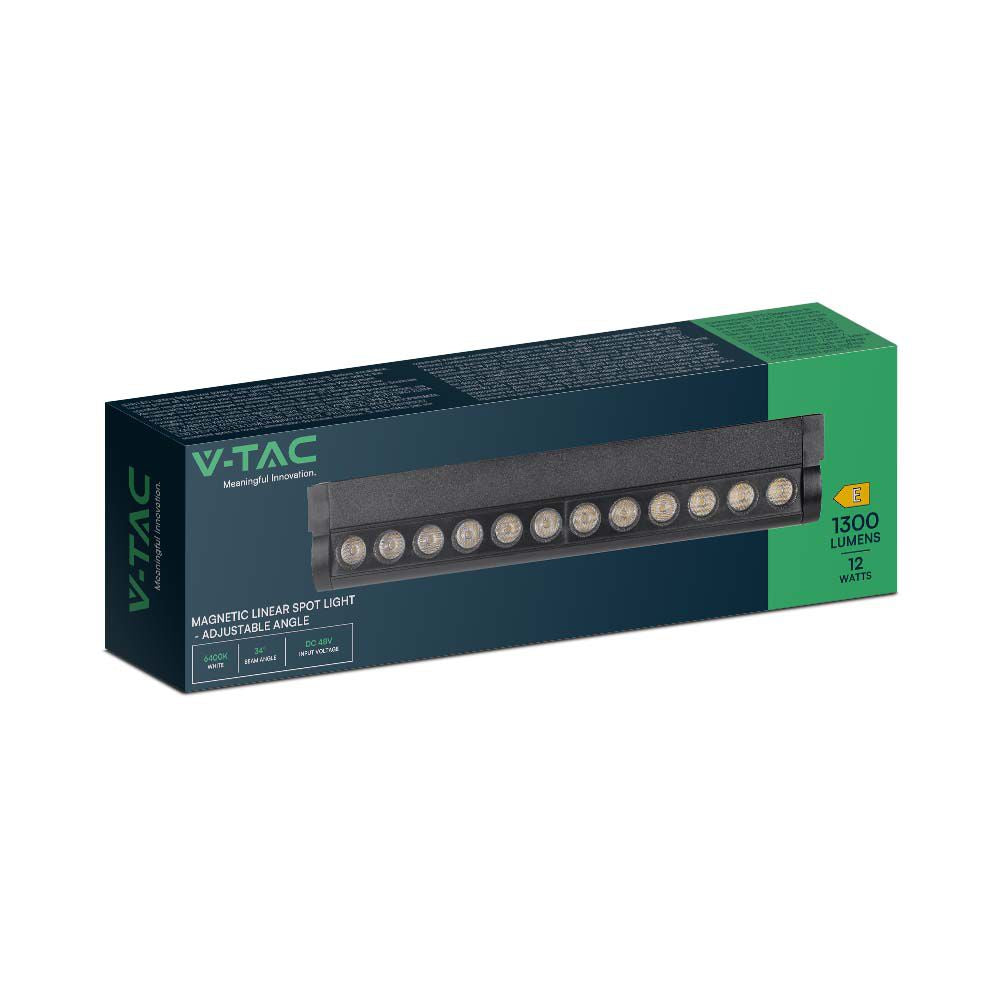 12W Lampa LED na szynoprzewód MAGNETIC regulowana / Barwa: 6400K / Obudowa: Czarna