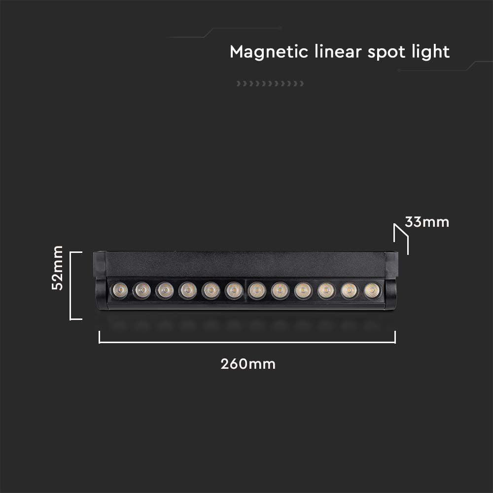 12W Lampa LED na szynoprzewód MAGNETIC regulowana / Barwa: 3000K / Obudowa: Czarna