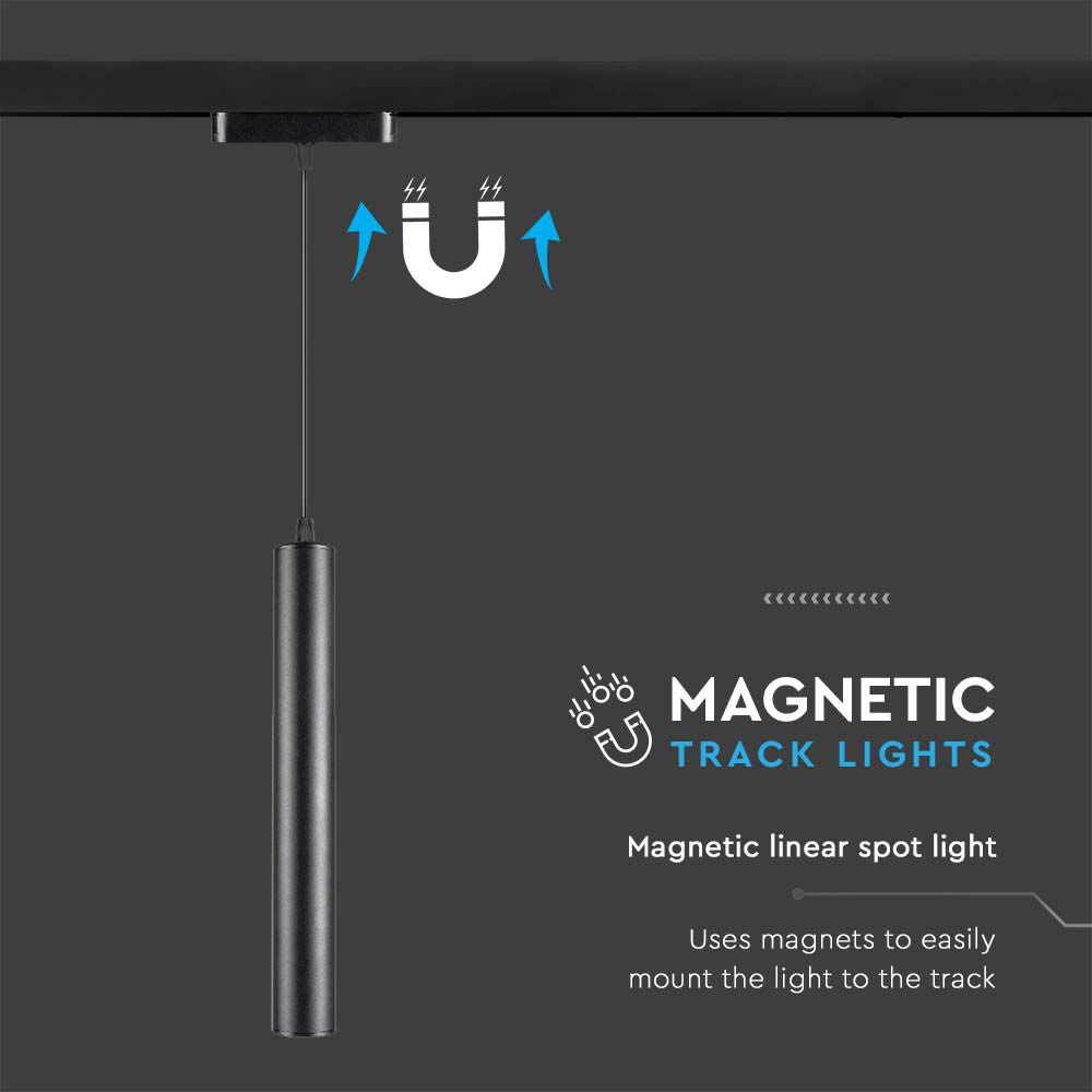 15W Lampa LED na szynoprzewód MAGNETIC / Wisząca / Barwa: 4000K / Obudowa: Czarna