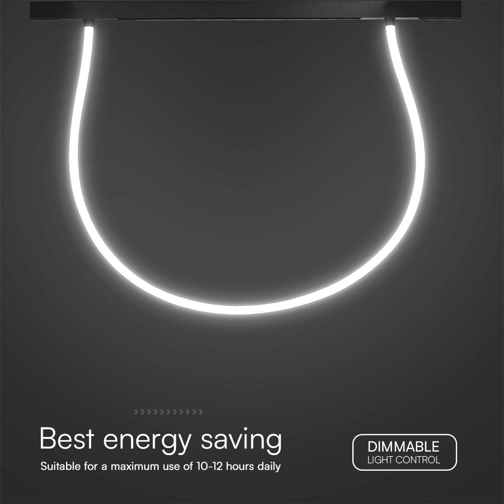 23W Lampa Smart LED na szynoprzewód MAGNETIC / Elastyczna Świetlówka 2m / Barwa: 3w1 / Ściemniana / Obudowa: Czarna