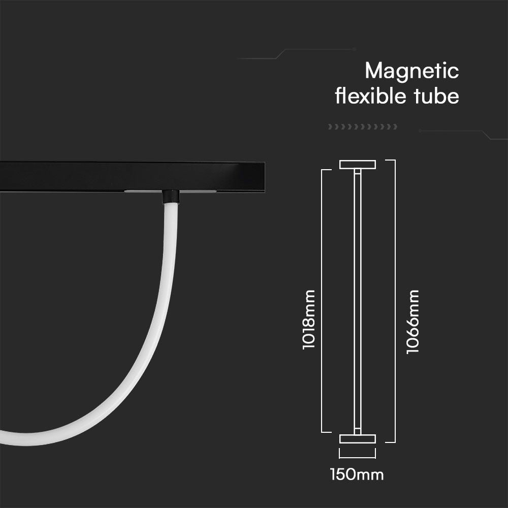 11W Lampa LED na szynoprzewód MAGNETIC / Elastyczna Świetlówka 1m / Barwa: 4000K / Ściemniana / Obudowa: Czarna