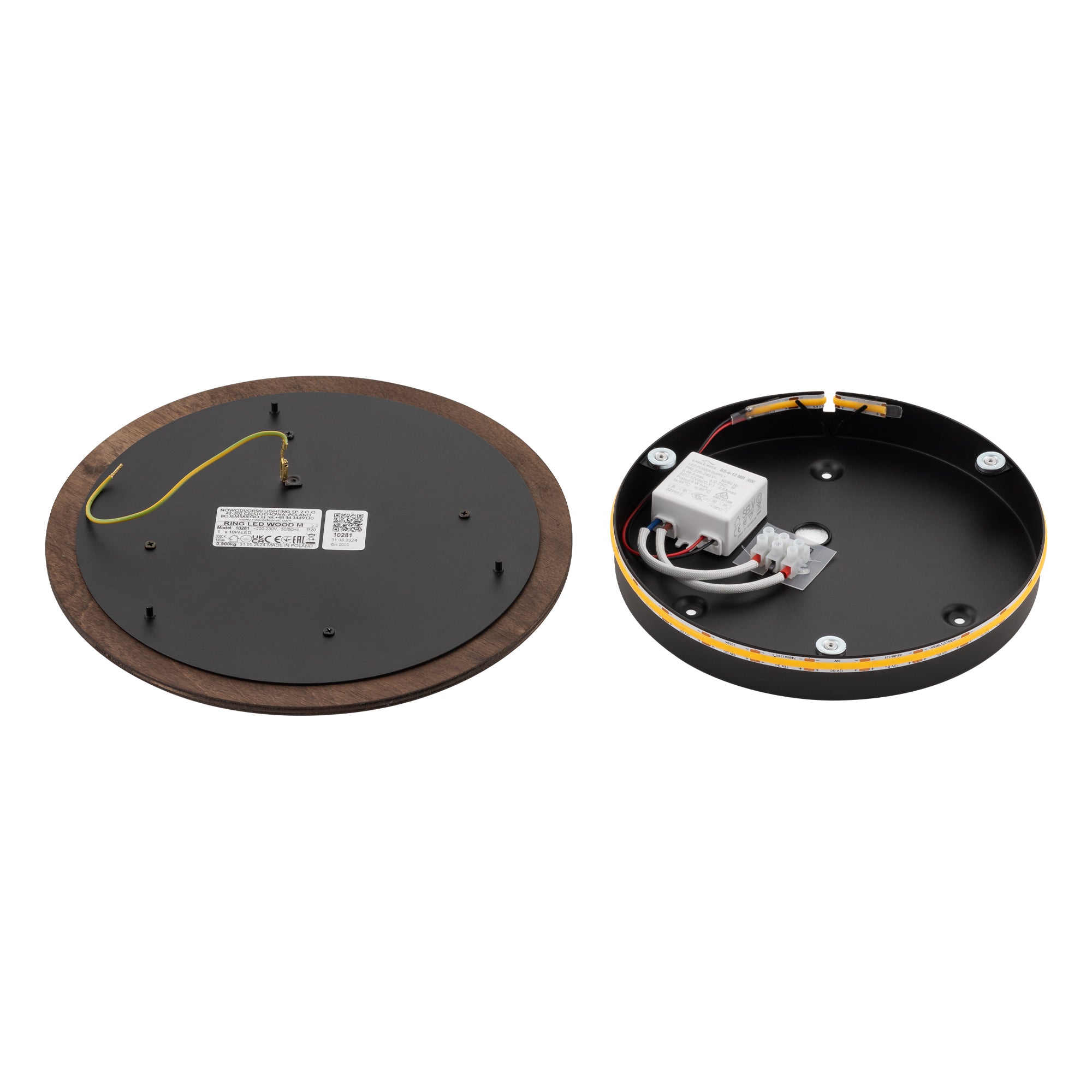 Nowodvorski Kinkiet RING WOOD LED M 10W 50/60Hz - Sklejka - Złoty