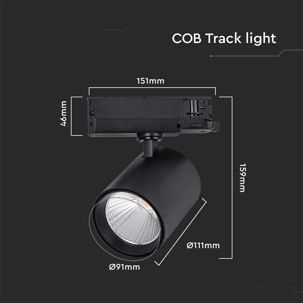 35W Lampa LED na szynoprzewód / Aluminiowa / Barwa: 4000K / Obudowa: Czarna