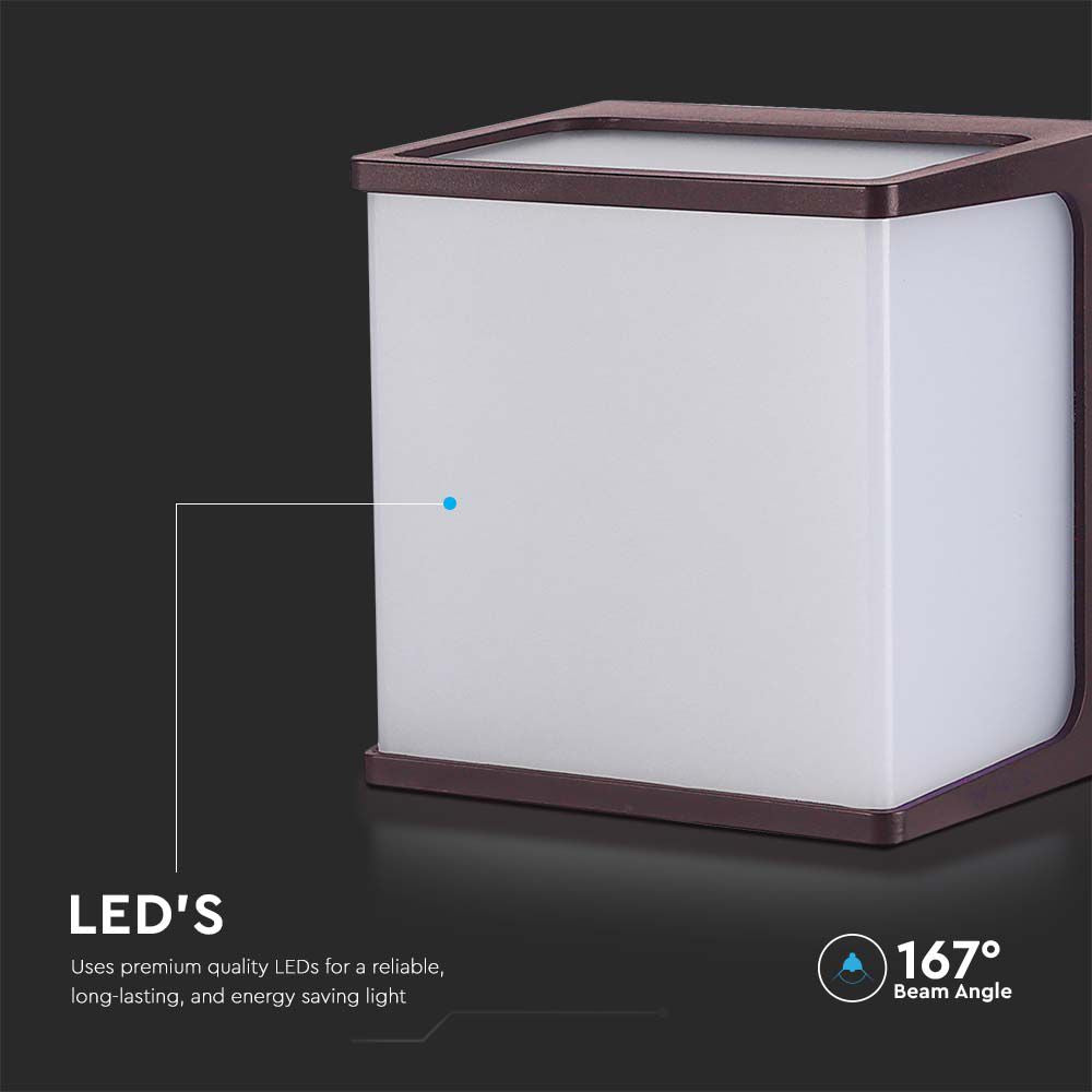 8W Lampa ścienna LED / Barwa: 3000K / Obudowa: Brązowa