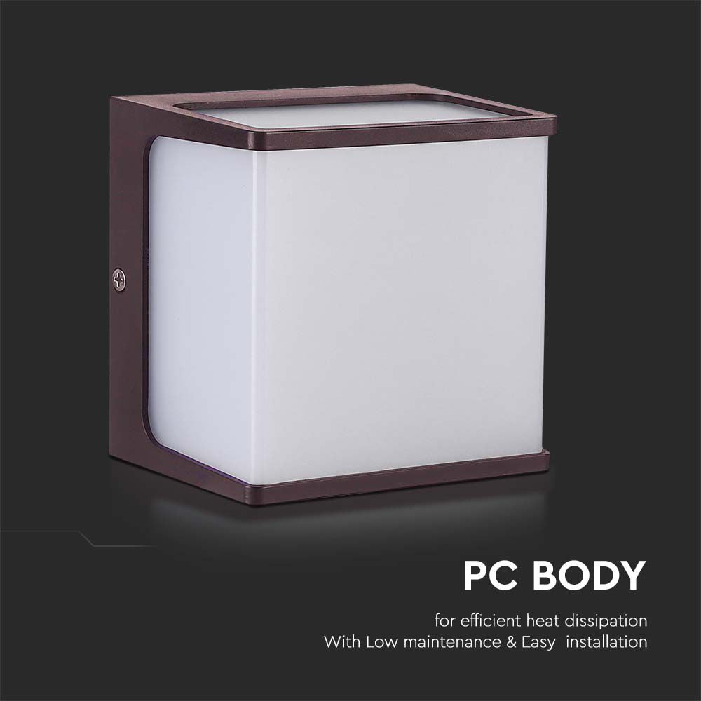8W Lampa ścienna LED / Barwa: 4000K / Obudowa: Brązowa