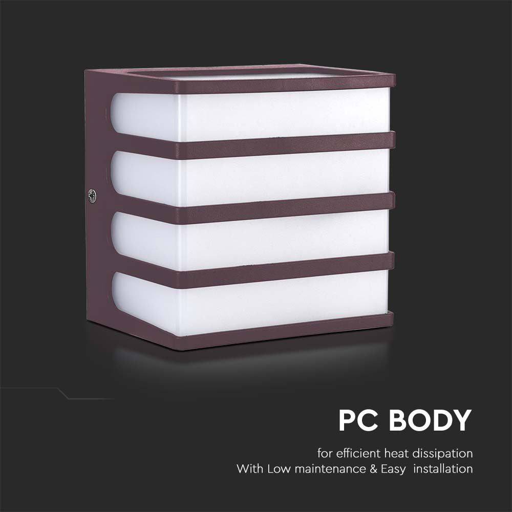 8W Lampa ścienna LED / Barwa: 3000K / Obudowa: Brązowa