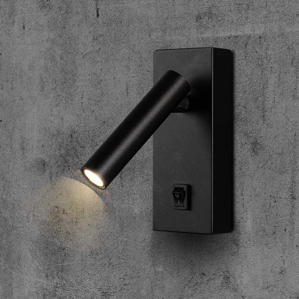 2W Lampa naścienna Spotlight LED / Barwa: 3000K / Obudowa: Czarna