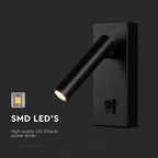 2W Lampa naścienna Spotlight LED / Barwa: 4000K / Obudowa: Czarna