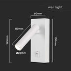 2W Lampa naścienna Spotlight LED / Barwa: 3000K / Obudowa: Biała
