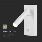 2W Lampa naścienna Spotlight LED / Barwa: 4000K / Obudowa: Biała