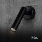 2W Lampa naścienna Spotlight LED / Barwa: 3000K / Obudowa: Czarna