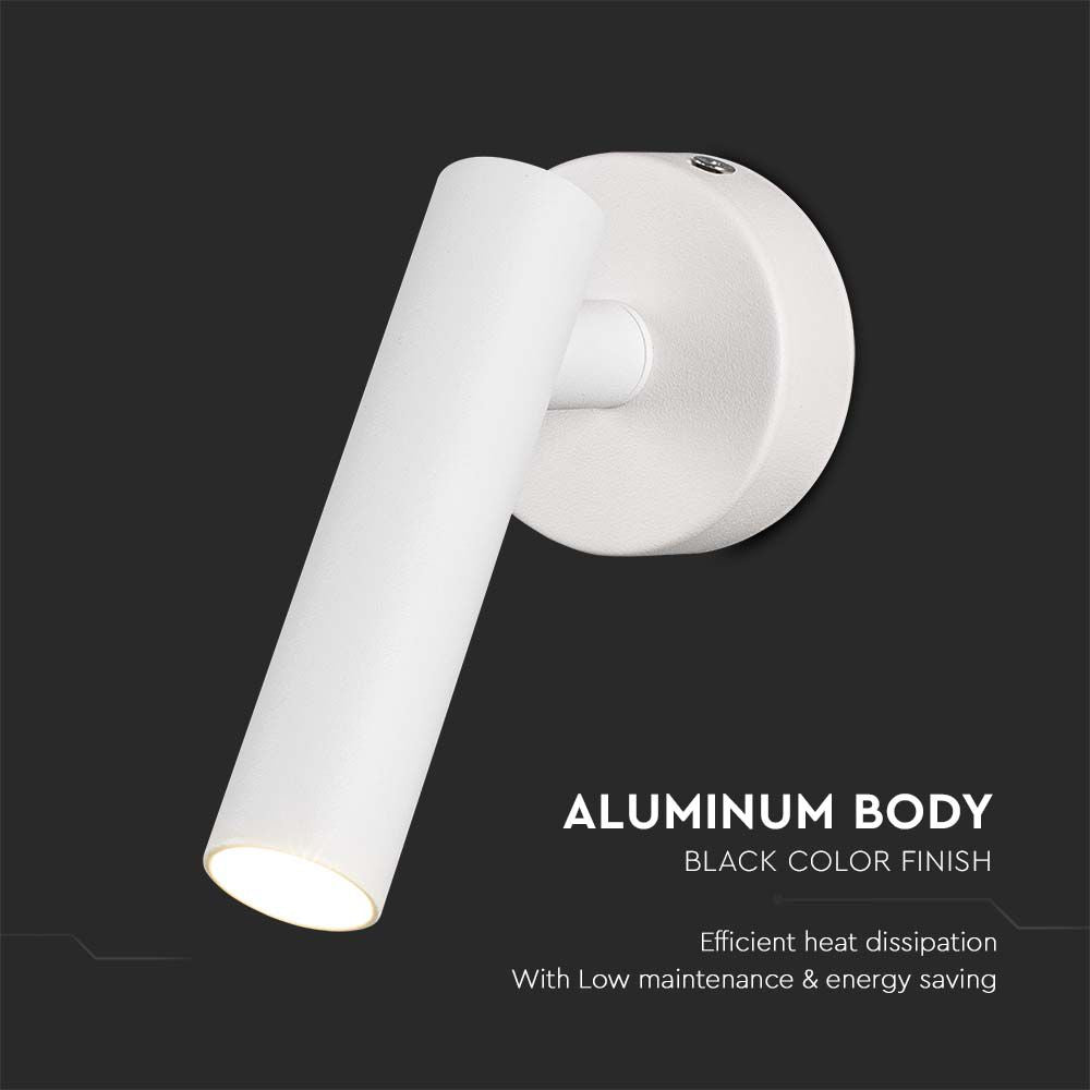 2W Lampa naścienna Spotlight LED / Barwa: 4000K / Obudowa: Biała