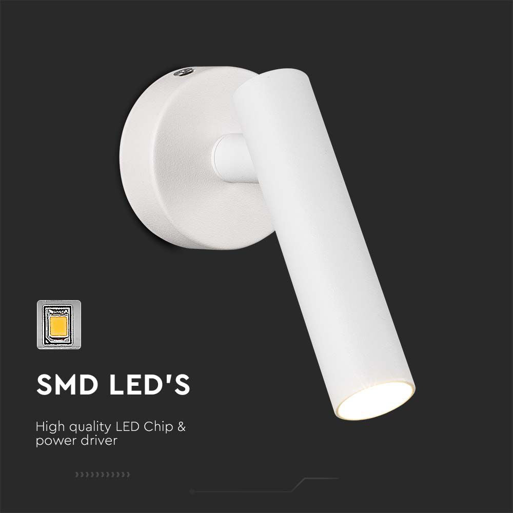 2W Lampa naścienna Spotlight LED / Barwa: 4000K / Obudowa: Biała