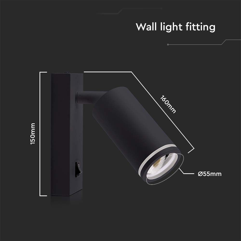 Naścienny Spotlight LED GU10 / Obudowa: Czarna