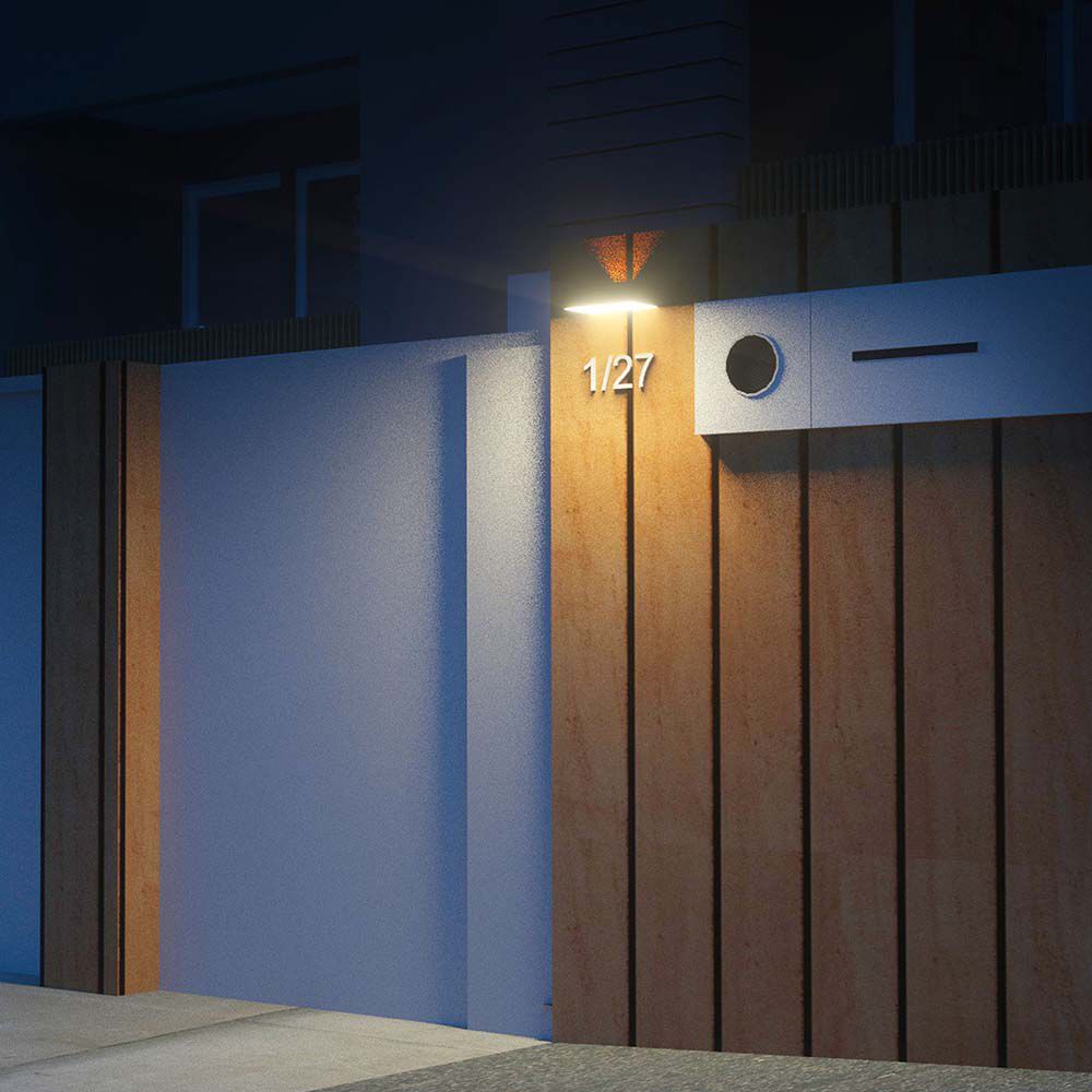 3WLampa ścienna LED solarna 350LM / Bateria litowa 3.7v 1200mA / Barwa: 4000K+3000K / Kolor: Czarny