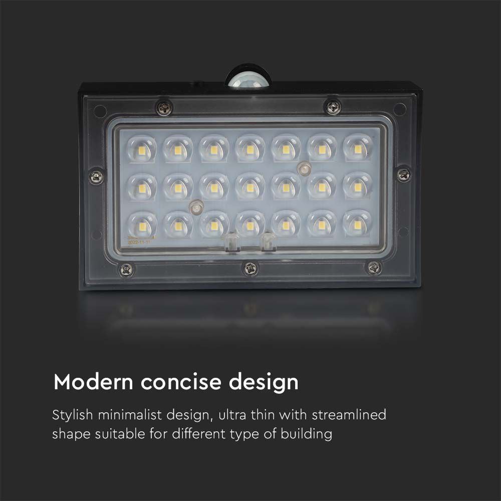 3WLampa ścienna LED solarna 350LM / Bateria litowa 3.7v 1200mA / Barwa: 4000K+3000K / Kolor: Czarny