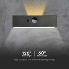 3WLampa ścienna LED solarna 350LM / Bateria litowa 3.7v 1200mA / Barwa: 4000K+3000K / Kolor: Czarny