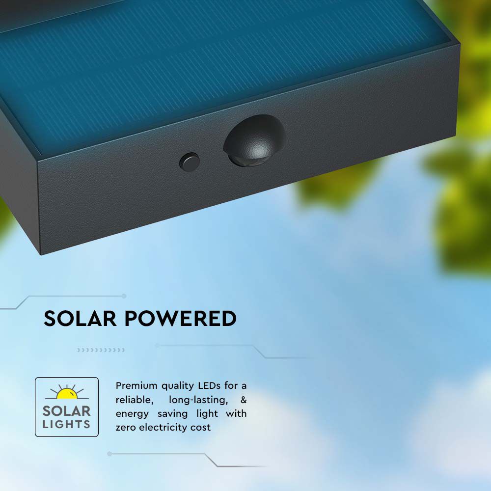 3WLampa ścienna LED solarna 350LM / Bateria litowa 3.7v 1200mA / Barwa: 4000K+3000K / Kolor: Czarny