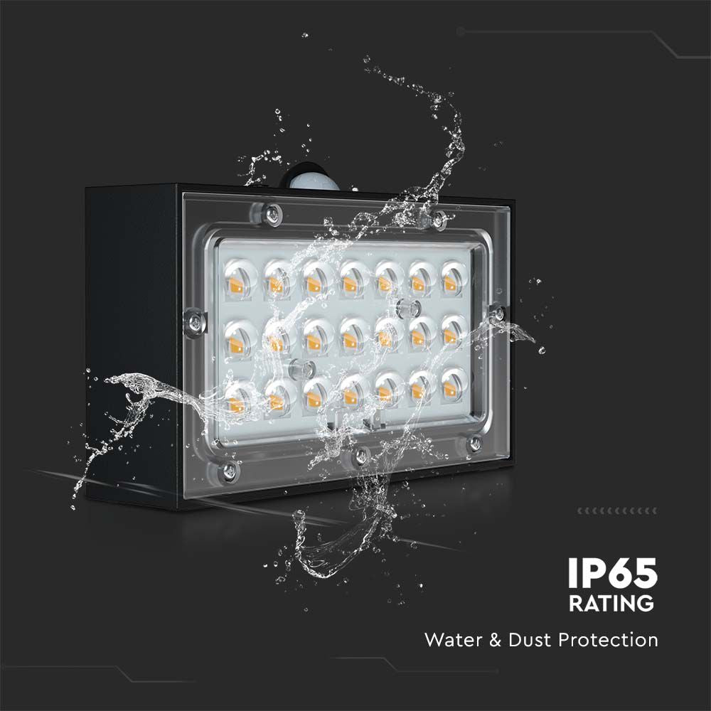 3WLampa ścienna LED solarna 350LM / Bateria litowa 3.7v 1200mA / Barwa: 4000K+3000K / Kolor: Czarny