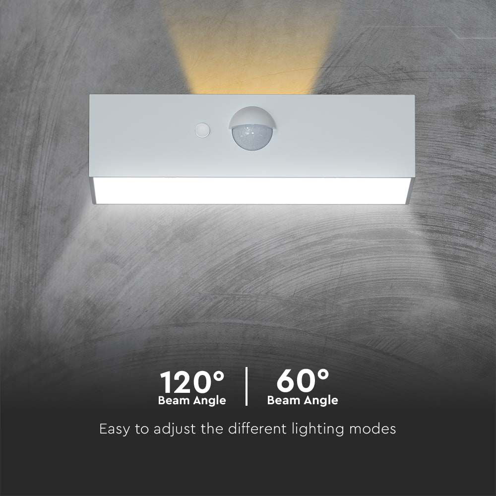 3WLampa ścienna LED solarna 350LM / Bateria litowa 3.7v 1200mA / Barwa: 4000K+3000K / Kolor: Biały