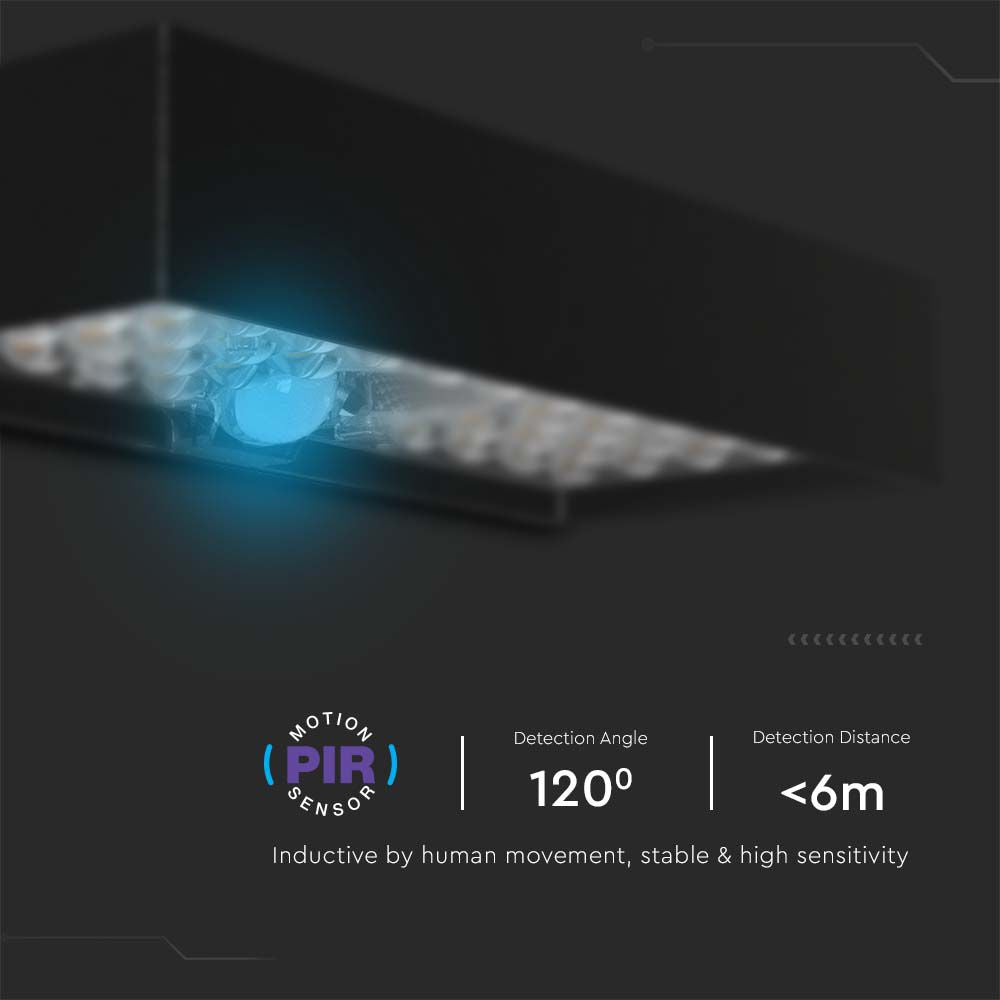 6W Lampa ścienna LED solarna 900LM / Bateria litowa 3.7v 3000mA / Barwa: 4000K / Kolor: Czarny