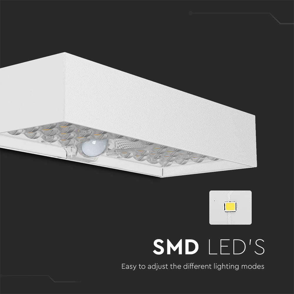 6W Lampa ścienna LED solarna 900LM / Bateria litowa 3.7v 3000mA / Barwa: 4000K / Kolor: Biały