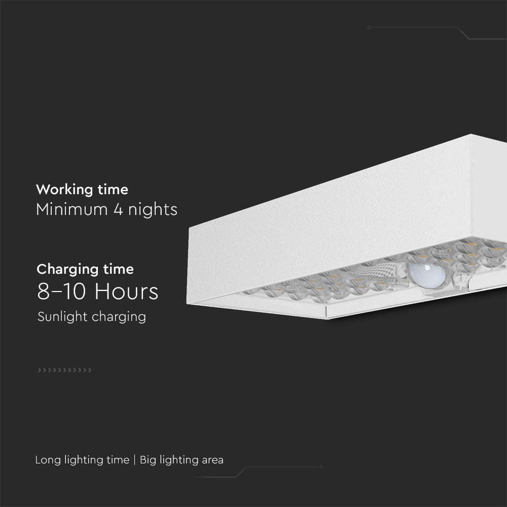 6W Lampa ścienna LED solarna 900LM / Bateria litowa 3.7v 3000mA / Barwa: 4000K / Kolor: Biały