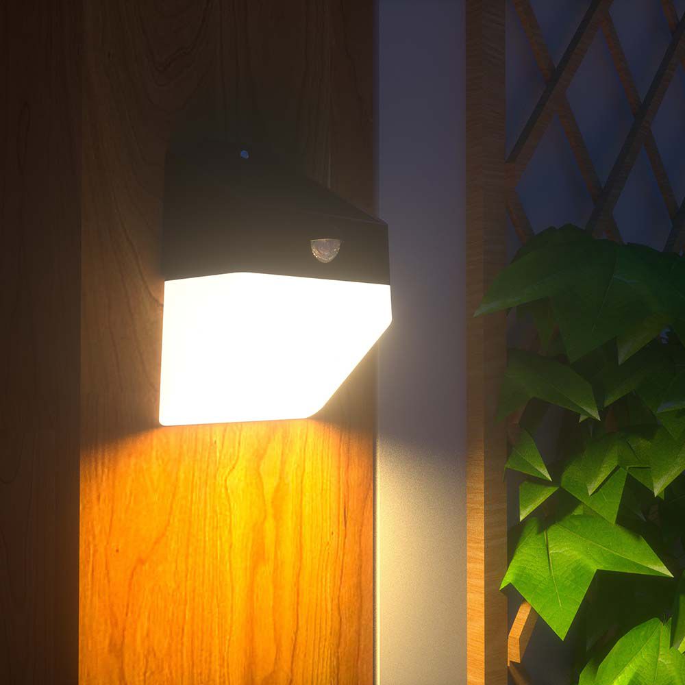 2W Lampa ścienna LED solarna 200LM / Bateria litowa 3.7v 1200mA / Barwa: 4000K / Kolor: Czarny+ Biały