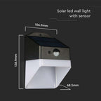 2W Lampa ścienna LED solarna 200LM / Bateria litowa 3.7v 1200mA / Barwa: 4000K / Kolor: Czarny+ Biały