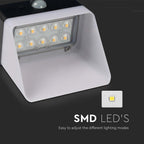 2W Lampa ścienna LED solarna 200LM / Bateria litowa 3.7v 1200mA / Barwa: 4000K / Kolor: Czarny+ Biały