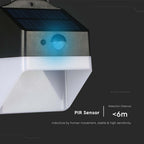 2W Lampa ścienna LED solarna 200LM / Bateria litowa 3.7v 1200mA / Barwa: 4000K / Kolor: Czarny+ Biały