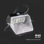 2W Lampa ścienna LED solarna 200LM / Bateria litowa 3.7v 1200mA / Barwa: 4000K / Kolor: Czarny+ Biały