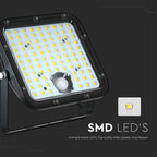 30W Naświetlacz solarny LED 4800LM / Bateria: Lithium Battery 6.4V 6000mA / Barwa: 4000K / Kolor: Czarny
